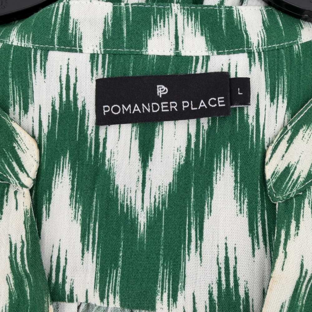Pomander Place Kenzo Green and White ikat Chevron Print Mini Dress Womens Large - Picture 7 of 9